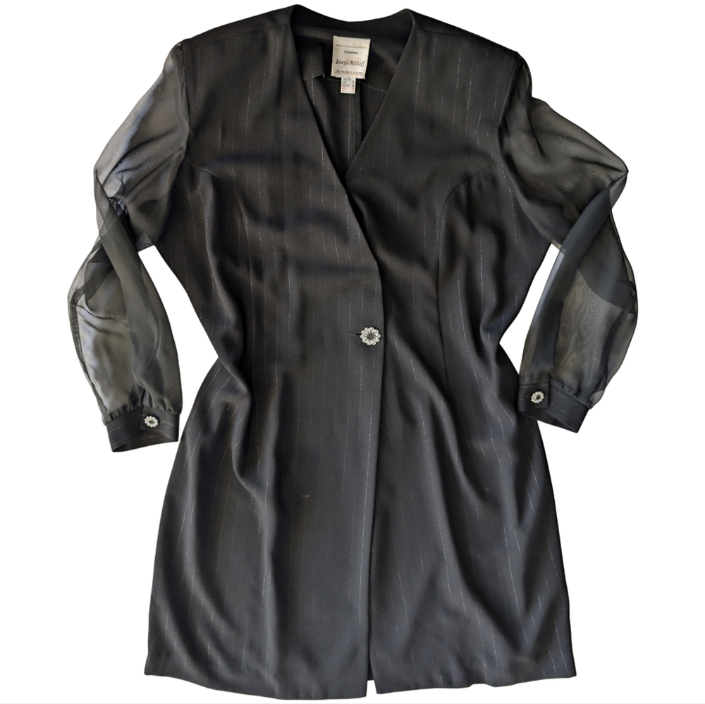 Vintage Joseph Ribkoff Size 14-16 Long Sleeve Fancy Black Suit Dress